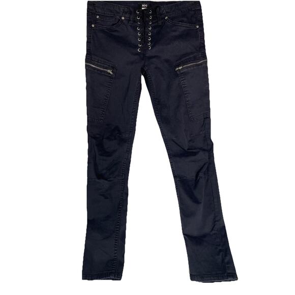 BDG jeans Low Rise Twig 27x28 Lace-Up Black Urban Outfitters Zip Pockets - Picture 1 of 4
